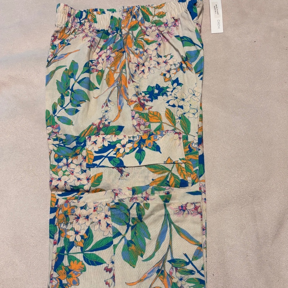 Drew Sandy Meadow Cargo Cropped Pant Floral Multi Size S Elastic Waist